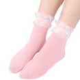 thumbnail image 1 of GDREDA Chaussettes de Soccer 1 Paire Femmes Automne Chaussettes en Dentelle Douce Chaussettes Moyennes Roses, Taille Unique, 1 of 7