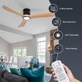 thumbnail image 4 of Wozzio 52'' Natural Log Recessed Mount Ceiling Fan Light with Lighting And Remote Control, Log Colour Wooden Fan Blade, Silent Reversible DC Motor, Light Memory, 6 Speed, 4 of 10