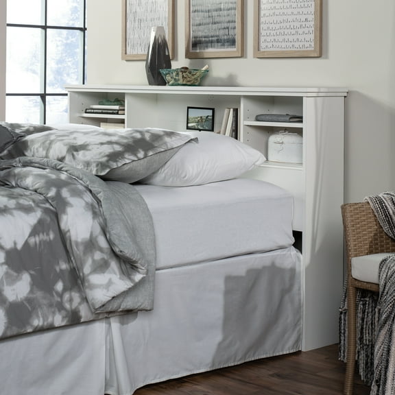 Sauder River Ranch Full/Queen Bookcase Headboard in White, Soft White Finish