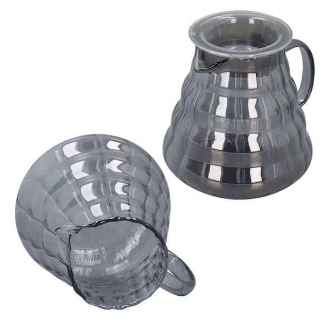 Grey Striped Glass Coffee Carafe, Manual Drip Pot Filter, Elegant Coffee Server with Beautiful Design for Home and Office Use, Heat Resistant and Sturdy
