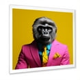 thumbnail image 2 of Designart "Gorilla in a Yellow Suit" Animals Framed Wall Art Decor - Modern Pink Gorilla Entryway Framed Wall Art Print, 2 of 6