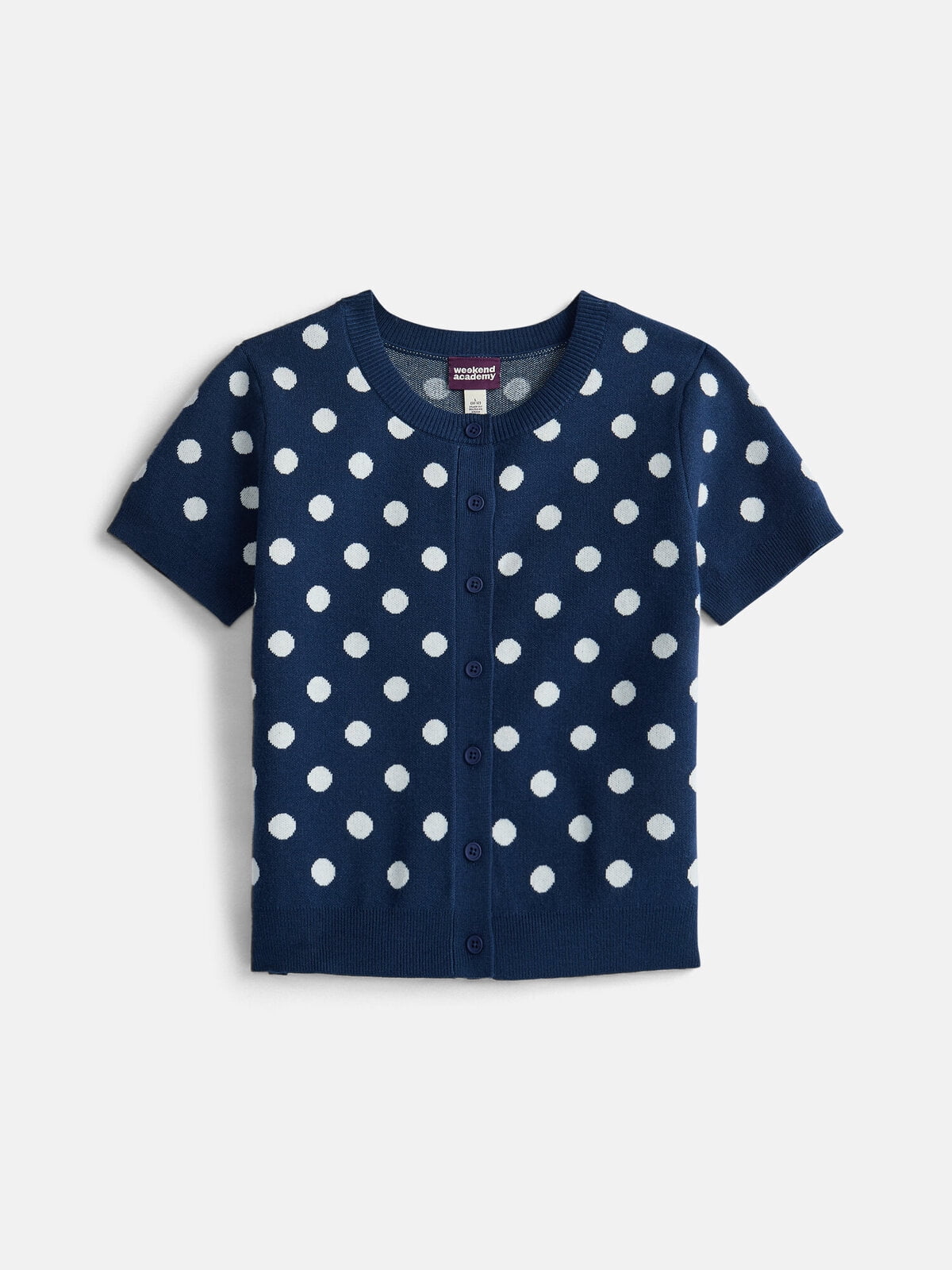 Weekend Academy Girls Button Front Cable Knit Cardigan with Short Sleeves, Sizes 4-18