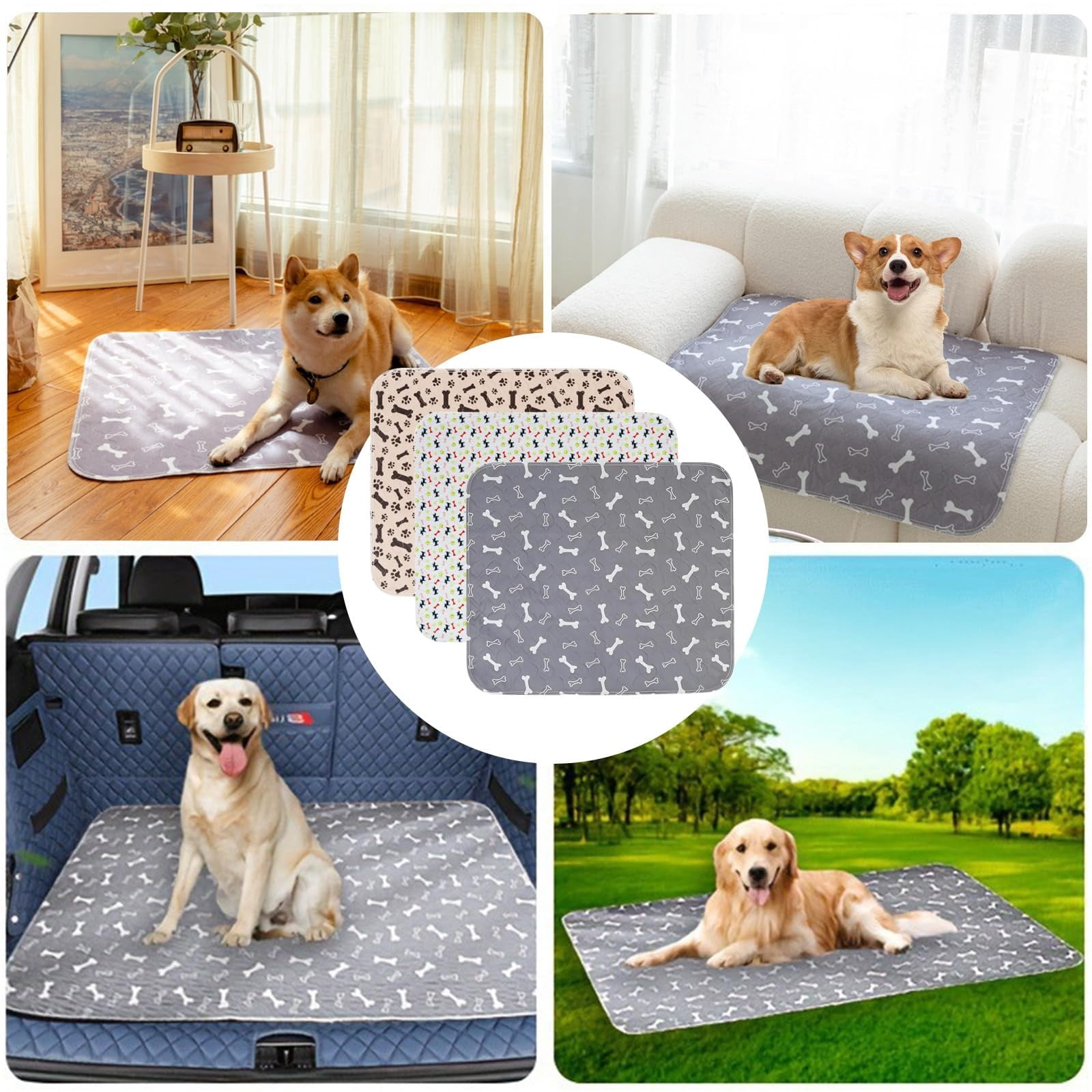 Puppy Pads for Dogs, Washable Puppy Pads with Pheromones, Pee Pads for Dogs & Cats, Durable Leak-Proof & Anti-Slip Pet Training Pads for Home & Travel, Reusable