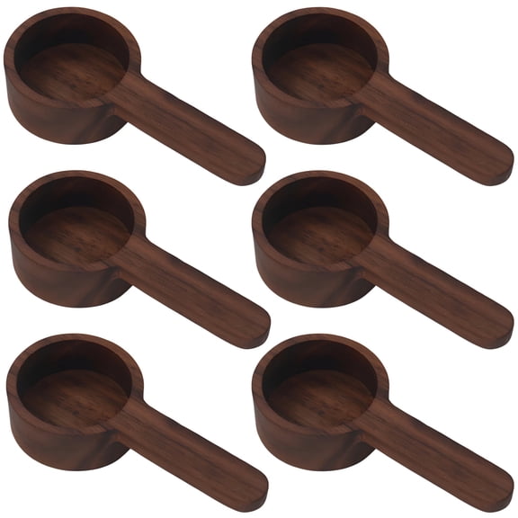 6 PCS Wooden Coffee Measure Scoops, Black Walnut Wood Coffee Spoons, 3.9 x 1.8 in Wood Tablespoon for Measuring Tea, Sugar, Salt, Spices