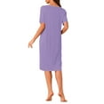 thumbnail image 3 of INSPIRE CHIC Women's Nightshirt Ruffled Trim V Neck Short Sleeve Sleepshirt Pullover Pajama Nightgown M Purple, 3 of 6