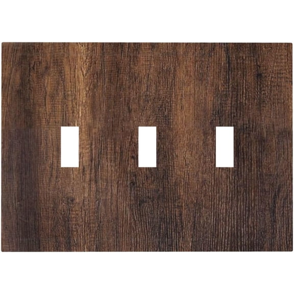 Decorative Light Switch Plate Covers Vintage Brown Wood Plank Texture 3 Gang Light Switch Cover Plate Triple Toggle Wall Plate Outlet Covers for Farmhouse Cabin Home Decor