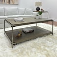 thumbnail image 4 of Roundhill Furniture Corbeta 3-Piece Metal Frame Wood Living Room Coffee Table and 2 Chairside Tables Set, Aged Graphite, 4 of 25