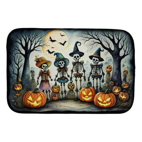 21 x 14 in. Unisex Calacas Skeletons Spooky Halloween Dish Drying Mat