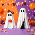 thumbnail image 3 of Halloween Decorations, 19.7in Boys Light-Up Ghosts with Pumpkin Broom Halloween Decor Indoor Cute Ghost Decorative Signs Tabletop Decor for Party , Fireplace, 3 of 4