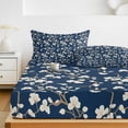 thumbnail image 6 of Full Size Fitted Sheet Set - Botanical Flower 3 Piece Bedding Sets 16" Deep Pocket Fitted Sheet with 2 Pillowcases Vintage Garden Floral Wildflower Blue Brushed Microfiber Hotel Luxury Bed Sheets, 6 of 9