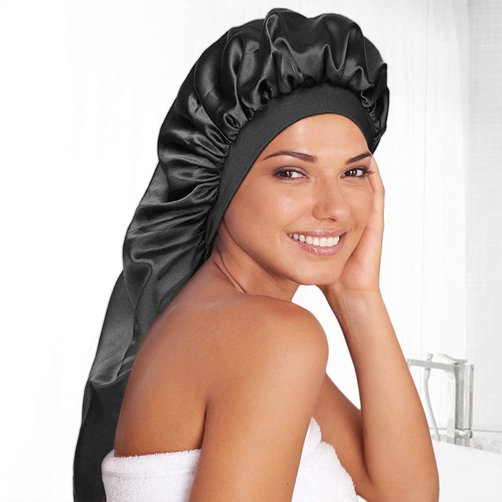 Long Satin Sleep Cap Long Hair Bonnet Loose Sleeping Cap with Soft