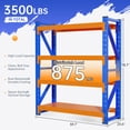 thumbnail image 2 of Welfiya 59"Wide Garage Shelving Unit,3500LBS Heavy Duty Storage Shelves,4-Tier Metal Industrial Shelving,Adjustable Standing Shelf for Warehouse,Basement,Workshop,59.1"W x 23.6"D x 78.7"H,Blue&Orange, 2 of 9