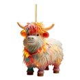 thumbnail image 1 of Christmas Cow Ornament Xmas Tree Cartoon Highland Cow Hanging Decorations 2D Flat Acrylic Pendant for Car Rearview Mirror Tree Decor, 1 of 8
