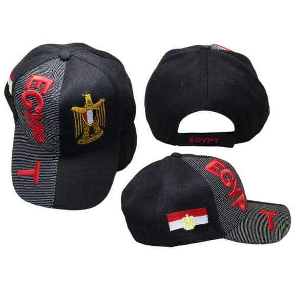 Egypt Country Black Red Letter Crest 3-D Patch On Side Embroidered Hat Cap