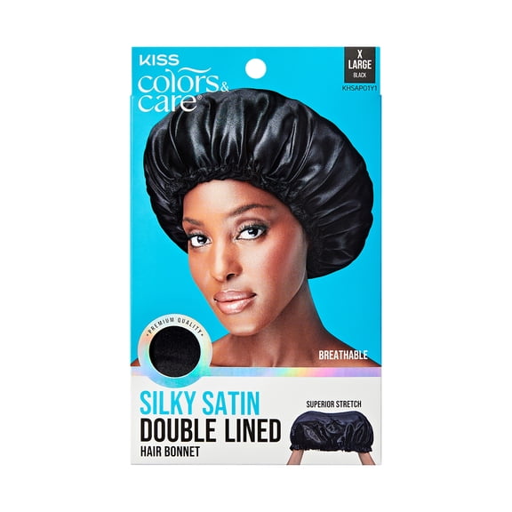 KISS Colors & Care Reversible Premium Crepe Satin Hair Bonnet, Floral, Super Jumbo