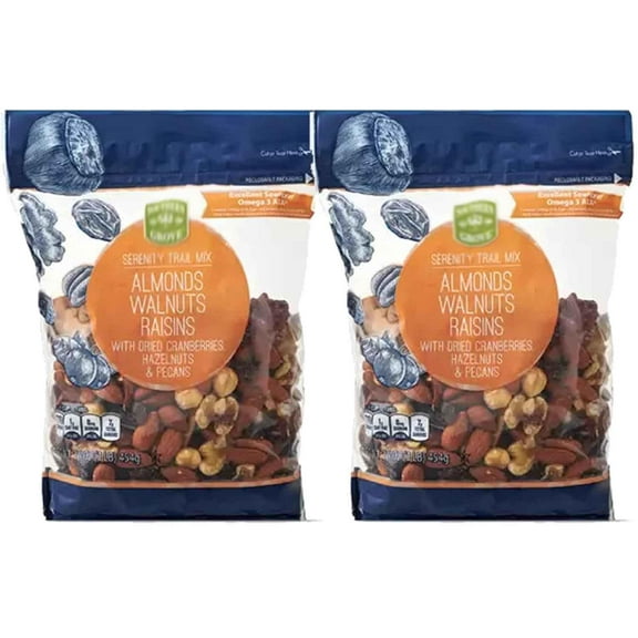 Southern Grove Serenity Omega Trail Mix Almonds Walnuts Raisins With Dried Cranberries Hazelnuts Pecans (2 Bags 15 Oz Bag) Healthy Snack Snacking Food