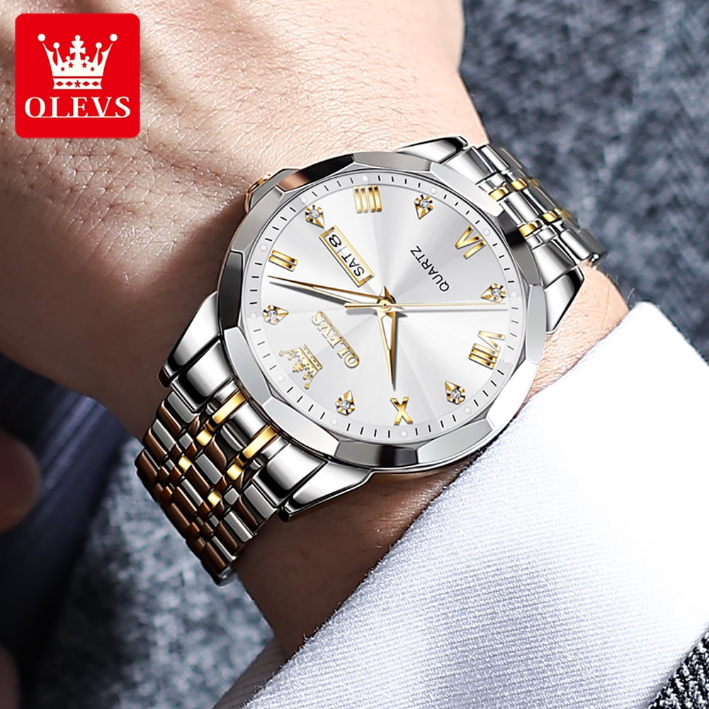  OLEVS Mens Wrist Watches with Date and Day,Classic Mens Quartz  Stainless Steel Dress Watch,Casual Waterproof Watches for Men,Mens Business  Watch Silver Wrist Watch with Roman Numerals(Luminous) : XQIYI: Clothing,  Shoes 