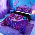 thumbnail image 2 of meiyoeat Colorful Neon Monogram D Full Size Comforter Sets,Purple Flower Initial Print Bedding Comforter Set For Girl,Black Reversible,3 Pieces,1 Comforter and 2 Pillowcases, 2 of 7