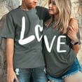 thumbnail image 7 of Gray Summer Outfits for Women 2024, Short Sleeve Womens Short Sleeve Tunic Tops, Valentine's Day Polyester Country Concert Tops, Men And Women With Valentine's Day Love Printed Couple T Shirt Top, 7 of 7
