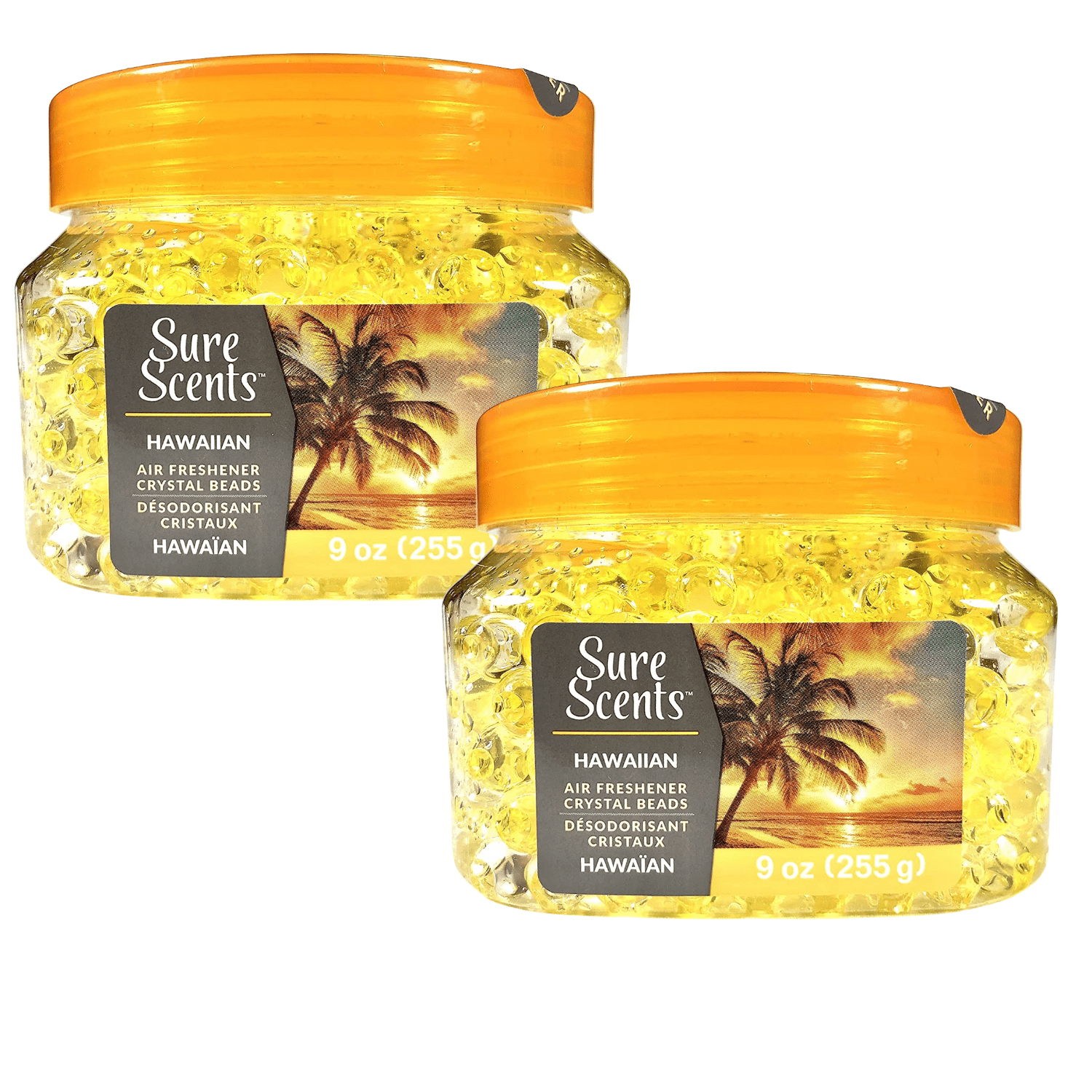 Sure Scents Crystal Beads Air Freshener, Hawaiian, Eliminates Odors in Bathrooms, Cars, Boats, RVs & Pet Areas Long Lasting Odor Eliminator Gel 9 Ounce Pack of 2