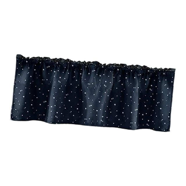 Cortina opaca decorativa con estampado de estrellas y ojales para sala de estar, 1 panel azul marino 132x46cm