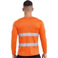 thumbnail image 2 of TiaoBug Mens High Visibility Safety T-Shirt Reflective Construction Work Shirt with Reflective Strips Orange L, 2 of 7