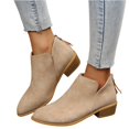 thumbnail image 2 of Willtoo Women's Ankle Boots Low Heels Chunky Fashion Zipper Dressy Booties for Women Pointed Toe Slip On Dress Short Shoes Khaki, 2 of 5