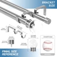 thumbnail image 3 of Urbanest Adjustable Double Curtain Rod Set Crystal Ball Manhattan Finials – 1″ Front & 3/4 Back Rod With Brushed Steel Rod, 84–120 Inches, 3 of 6