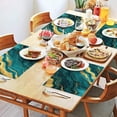 thumbnail image 2 of Teal and Gold Marble Wavy Veins Pattern Summer Placemats Table Placemats Set Of 4-Linen Kitchen Washable Placemats Table Mats 11.8"x17.7" Non-Slip Heat Resistant, 2 of 6