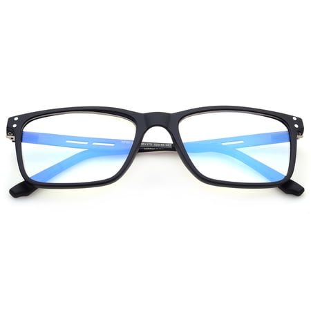 Blue Ray Blocking Lens Light Weight Rectangular Medium Size Frame Metal Spring Temple Computer Reading Glasses for Men for Men, Reading Glasses +1.75 With Hard Case