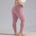 thumbnail image 4 of Women's Leggings Plus Size Ankle Length Butt Lifting No Front Seam High Waist Yoga Pants Tummy Control Compression Snow Leggings with Pockets Pink 4XL, 4 of 5