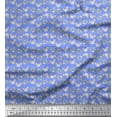 thumbnail image 1 of Soimoi Blue Poly Georgette Fabric Heart & Teddy Bear Face Print Fabric by the Yard 52 Inch Wide, 1 of 3
