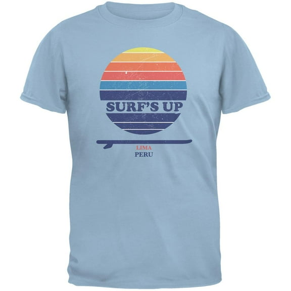 Surf's Up Lima Beach Light Blue Adult T-Shirt - Large