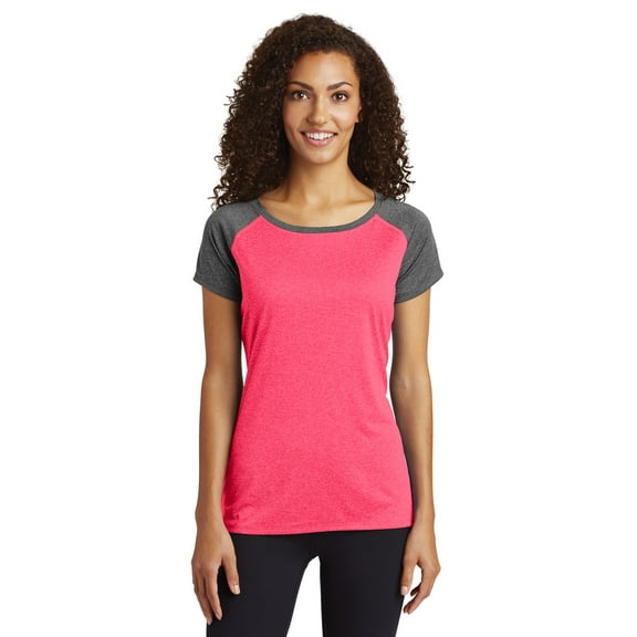Sport-Tek Ladies Heather-On-Heather Contender Scoop Neck Tee Lst362 Purple Heather/Graphite Heather S
