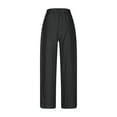 thumbnail image 5 of YUGYXL Cotton Linen Pants for Women Petite Casual Stretch Waist Pants Drawstring Lounge Long Pants Business Dressy Trousers Black M, 5 of 6
