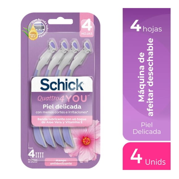 Rastrillo Schick mujer Quattro Piel Delicada BP4