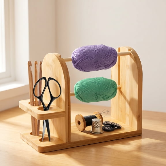 Yarn Holder for Crocheting, Double Rotating Portable Handmade Wooden Yarn Ball Dispenser for Knitting Crochet Accessories | Ideal Crochet Giftss