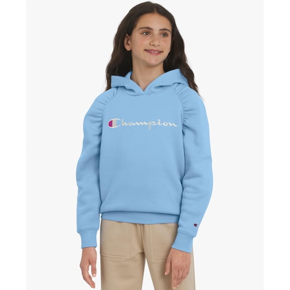 Champion Girls Pullover Fleece Hoodie - Light Blue - Size Large