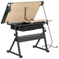 thumbnail image 4 of ZENSTYLE Drafting Table Wooden Drawing Desk Craft Station Artist W/ Stool and Charging Station Natural, 4 of 9
