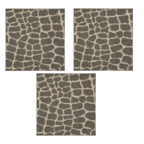 Furnish My Place Crocodile Lounge Around Area Rug, Animal Print Area Rug, Pet-Friendly Rug, Baby Nursery Mat, Indoor Rug, Perfect for Living Room, Playroom, 3' x 3' Square - Set of 3
