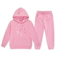 thumbnail image 4 of GUNIA Girls 2 Piece Outfits Hoodie Sweatsuit Sets Child Toddler Boys Long Sleeve Solid Warm Pullover Tops Pants Kids Sweat Suit Tracksuit Sweatshirt And Sweatpants Joggers Set Pink 5-6 Years, 4 of 4
