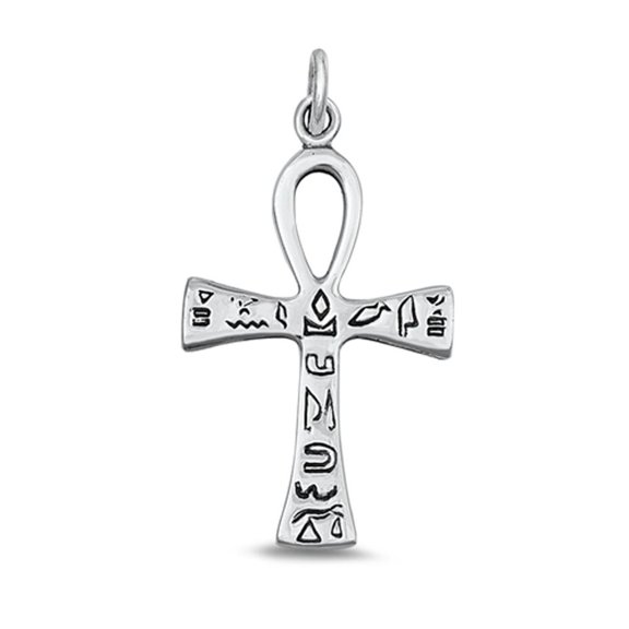 Sterling Silver High Polished Ankh Pendant Egyptian Cross Charm .925 New Jewelry Female Unisex
