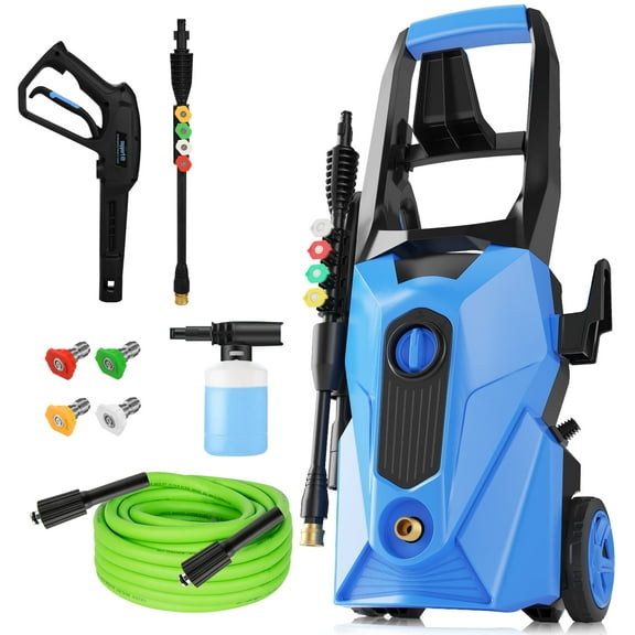 Electric Pressure Washer 5000 PSI 2.8 GPM High Power Washers Electric Powered with 33ft Pressure Hose, 4 Nozzle and Foam Cannon, for Home, Cars, Fences, Patio (Blue)