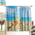 thumbnail image 3 of Beach Curtains Summer Tropical Beach Conch Starfish Art Printed Bedroom Living Room Bathroom Blackout Rod Pocket Decoration Window Drapes 2 Panels W21xL54in, 3 of 6