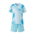 thumbnail image 3 of Babcutegg Boys and Girls Gradient Football Training Set – Breathable Short Sleeve Top and Matching Shorts for Sports, Practice, and Casual Wear Light Blue Size 2, 3 of 9