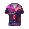 thumbnail image 2 of Lsque Western Style Dinosaur print Men's Cuban Collar Short Sleeve Shirt Summer Beachwear Casual Button Down Fashionable Vacation Leisure Shirt-4X-Large, 2 of 7