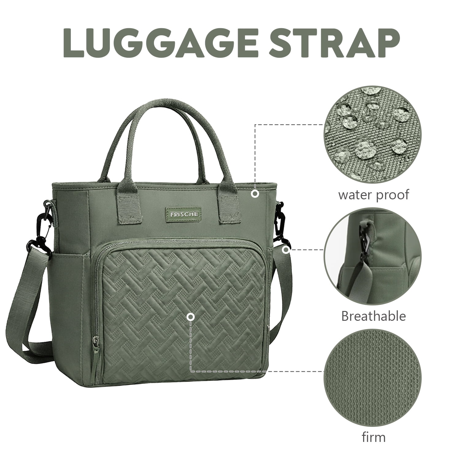 DEFAHN Tote Diaper Bag for Mom - 0.9lb Lightweight Large Capacity Thermal Baby Bag, 2 Thermal Pockets + Side Holders, Simple Open Design(Green)