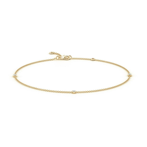 ANGARA Natural Diamond Station Adjustable Ankle Bracelet in 14K Yellow Gold for Women (Size-2mm| Color-H| Clarity-SI2) | Anniversary, Jewelry Gift for Women | Natural Diamond Bracelet
