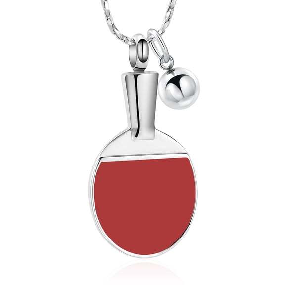 Sport Man Ping-pong Bat Pendent for Ashes and Chain Cremation Jewelry for Ashes Urn Necklace for Ashes of Loved One