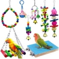 thumbnail image 1 of Juguetes para loros, columpio, mordedor, campana colgante, jaula hamaca, juguetes para periquitos pequeños, cacatúas, loros, pinzones, 8 piezas Adepaton MZQ-0099, 1 of 8